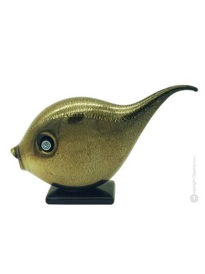 FISCH mundgeblasenes Muranoglas Blattgold 24K authentisches Made in Italy