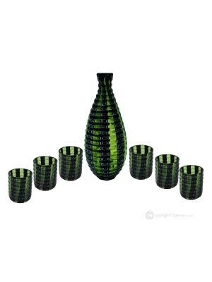 LIKÖRGLÄSER MURRINE Set 6 Shot Gläser mit Flasche aus Muranoglas Made in Italy