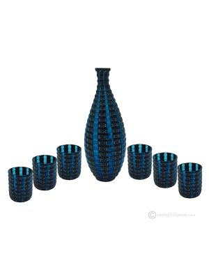 LIKÖRGLÄSER MURRINE Set 6 Shot Gläser mit Flasche aus Muranoglas Made in Italy