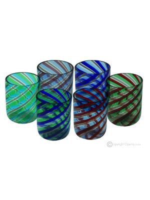 LIKÖRGLÄSER FADENGLAS Set 6 Shot Gläser aus Muranoglas Made in Italy