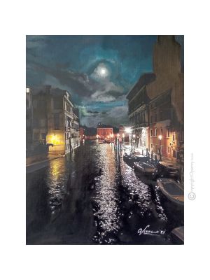 NACHT Gemälde auf Leinwand von Massimo Scarpa in Enkaustik Technik