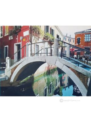 BRÜCKE Gemälde auf Leinwand von Massimo Scarpa in Enkaustik Technik