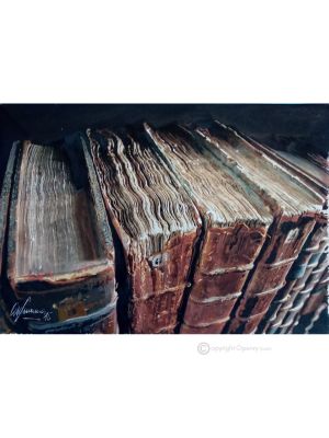 BÜCHER Gemälde auf Leinwand von Massimo Scarpa in Enkaustik Technik