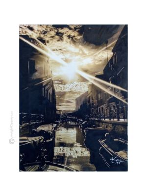 VENEZIANISCHE DÄMMERUNG Gemälde auf Leinwand von Massimo Scarpa in Enkaustik Technik
