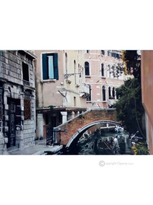 MÄANDER IN VENEDIG Gemälde auf Leinwand von Massimo Scarpa in Enkaustik Technik