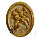 ENGEL Wanddekoration Ornament zum Aufhängen Keramik im Barockstil mit 24 Karat goldenes Blatt Made in Italy