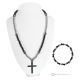 EMOTION – Set aus Halskette und Armband mit Kreuz aus Onyx und Hämatit, echte italienische Handwerkskunst.