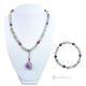 BLUME - Halskette mit Armband, Amazonit, Amethyst und Hämatit, facettiertes Silber, handgefertigt.