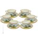 TAZZE UCCELLINI Set 6 Teetassen Kaffeetasse Cappuccinotassen mit Untertassen Keramiktassen Castelli Keramik handgemacht authentisch Abruzzen Made in Italy