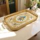 VASSOIO GALLERIA Holztablett Metallkante Holzboden Tablett Gold Blumen Dekor Handarbeit Made in Italy