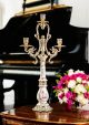 3-flammiger Kerzenleuchter aus edler Keramik, mit edlen Blumen- und Goldverzierungen, handgefertigt.