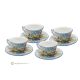 Set aus authentischen Castelli-Cappuccinotassen und -untertassen aus Keramik, handgefertigt und handbemalt. - 4 Sets