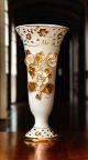 Edle Keramikvase, verziert mit Rosen, Swarovski-Kristallen und Goldverzierungen.