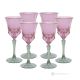 Set mit 6 authentischen, handbemalten Weingläsern mit Stiel aus hochwertigem Glas. - Rosa