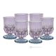 Set mit 6 authentischen, modernen, handbemalten Wassergläsern aus hochwertigem Glas. - Lila