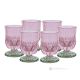 Set mit 6 authentischen, modernen, handbemalten Wassergläsern aus hochwertigem Glas. - Rosa