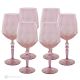 Set mit 6 authentischen, handbemalten Weingläsern mit Stiel aus hochwertigem Glas. - Rosa