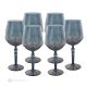 Set mit 6 authentischen, handbemalten Weingläsern mit Stiel aus hochwertigem Glas. - Blau
