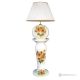 Tischlampe mit kunstvoller Keramiksäule, verziert mit Sonnenblumen und goldenen Details
