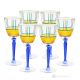 BRILLANTE Set mit 6 authentischen handbemalten Weingläsern mit Stiel aus hochwertigem Glas.