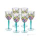 OASIS-Set mit 6 authentischen handbemalten Weingläsern mit Stiel aus hochwertigem Glas.
