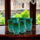 Set aus 6 mundgeblasenen Glasgläsern mit Einlagen aus geschmolzenem Glas, echte Murano-Handwerkskunst.