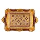 VASSOIO DORATO TAPPETO BORDEAUX Holztablett Rechteckig Tablett Gold Dekoration Holz Handarbeit Made in Italy