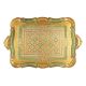 VASSOIO DORATO TAPPETO VERDE Holztablett Rechteckig Tablett Gold Grün Dekoration Holz Handarbeit Made in Italy