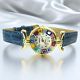 LADY ORO 3 Murano Glas Schmuck Damenarmbanduhr Lederarmband Venedig Stil stilvoll elegant