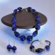 Set mit Halskette, Armband und Ohrringen, authentische geblasene Muranoglasperlen.