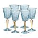 QUADRATISCHES Set aus 6 authentischen handbemalten Wassergläsern mit Stiel aus hochwertigem Glas.