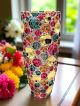 LISBOA Handbemalte Kristallvase, raffinierte 24-Karat-Golddetails