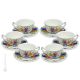 TAZZE ROSESPINE Set 6 Teetassen mit Untertassen Keramiktassen Castelli Keramik handgemacht authentisch Abruzzen Made in Italy