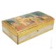 SCATOLA Schmuckbehälter Schatulle mit Druckwiedergabe von 1800 und Goldblatt verziert hergestellt und handbemalt Made in Italy
