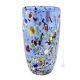 ARLECCHINO 66A Italienische Vase Murano Glas Deko mundgeblasen Murrine 925 Blattsilber edel