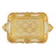 VASSOIO DORATO TAPPETO BIANCO Holztablett Rechteckig Tablett Gold Weiß Dekoration Holz Handarbeit Made in Italy