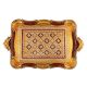 VASSOIO DORATO TAPPETO BORDEAUX Holztablett Rechteckig Tablett Gold Dekoration Holz Handarbeit Made in Italy