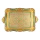VASSOIO DORATO TAPPETO VERDE Holztablett Rechteckig Tablett Gold Grün Dekoration Holz Handarbeit Made in Italy