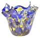 FAZZOLETTO MACCHIE FILI NERI Murano Glas Schale Vase Blattgold 24K Made Italy Handarbeit